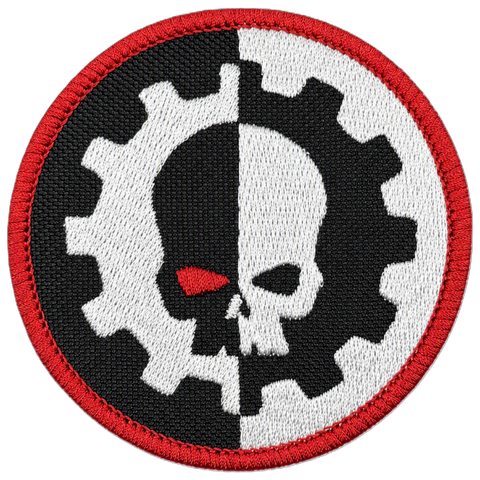 Techpriest cog skull embroidered patch