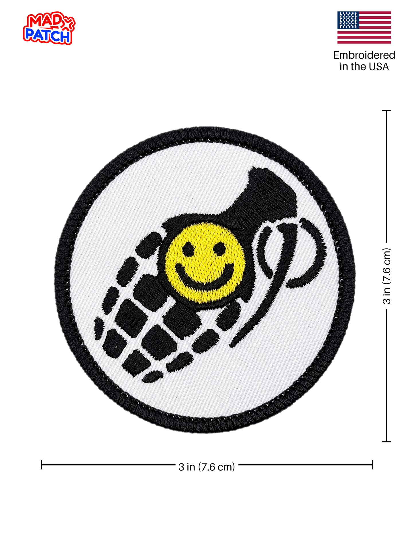 Bad Company Grenade Smile Patch Dimensions