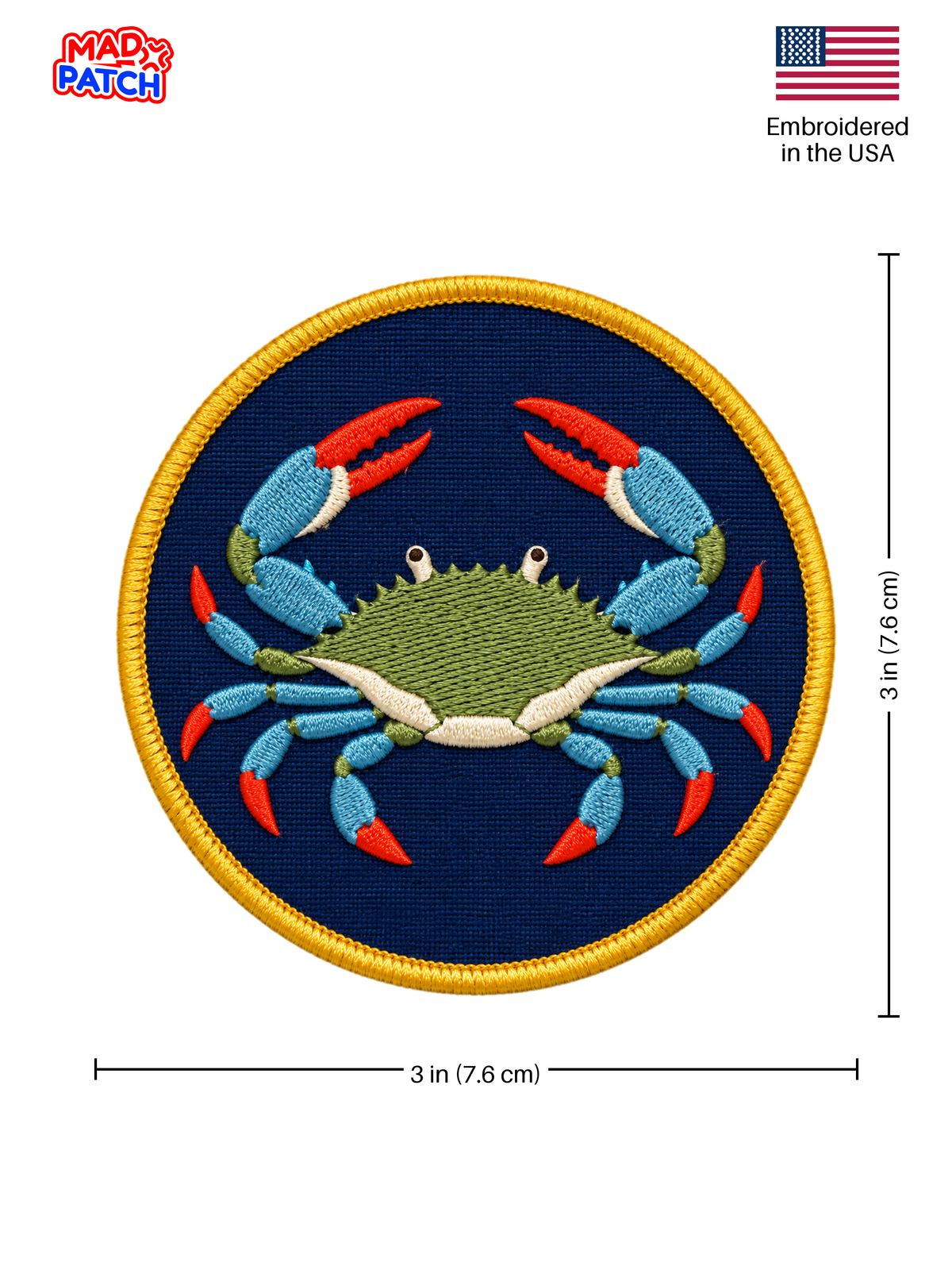 Blue Crab Patch Dimensions