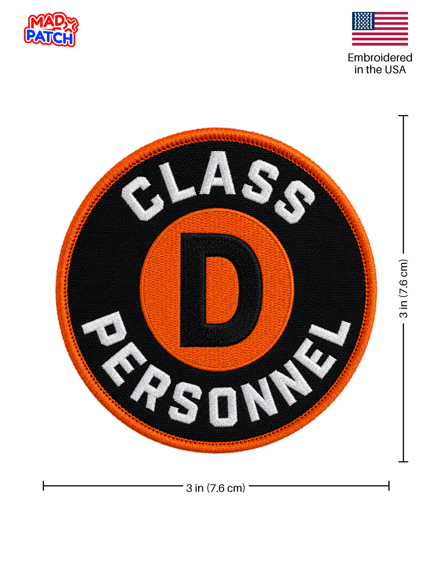 Class D Personnel Patch Dimensions