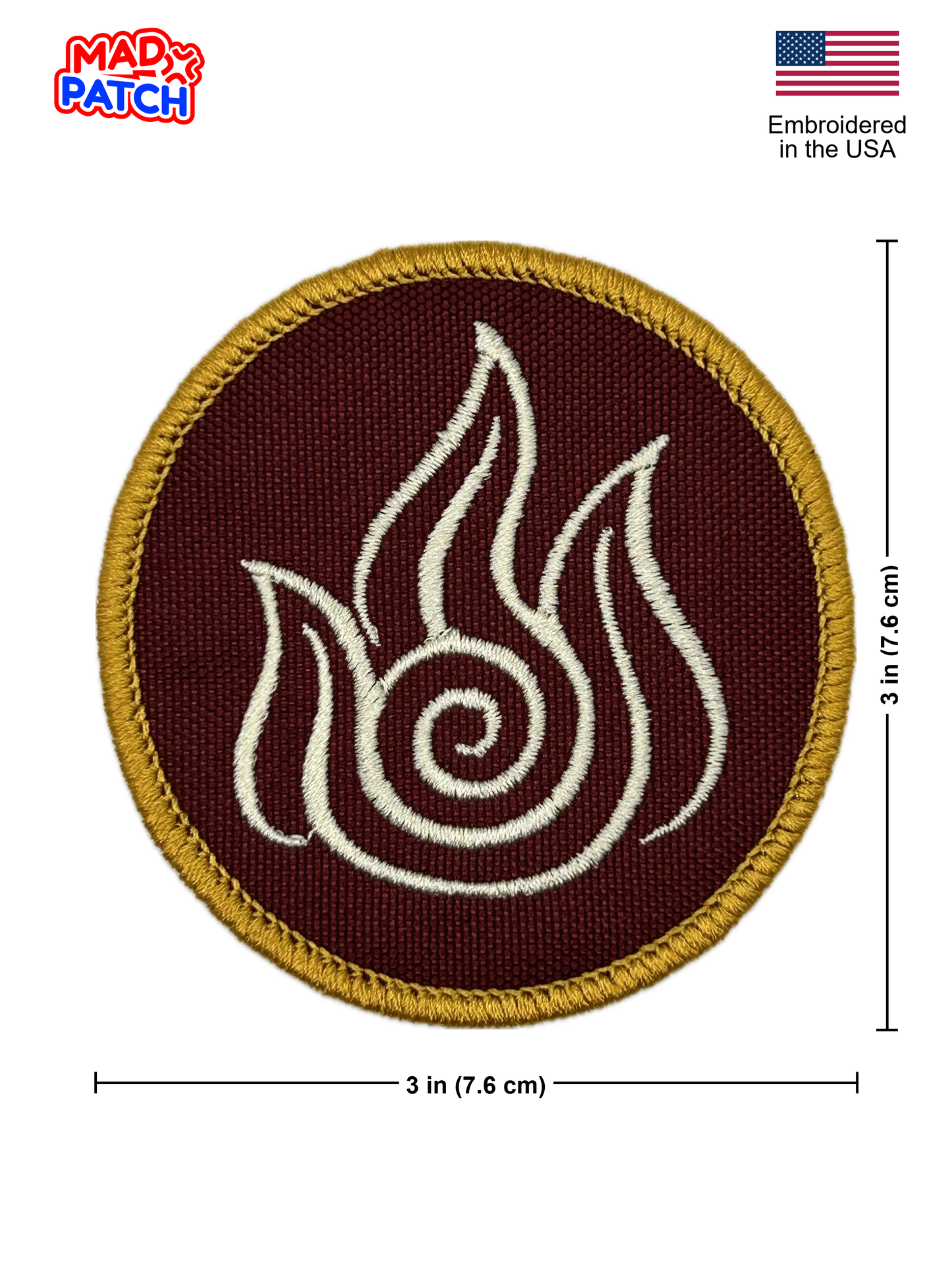Firebending Patch: Sew-On, Iron-On, or Velcro