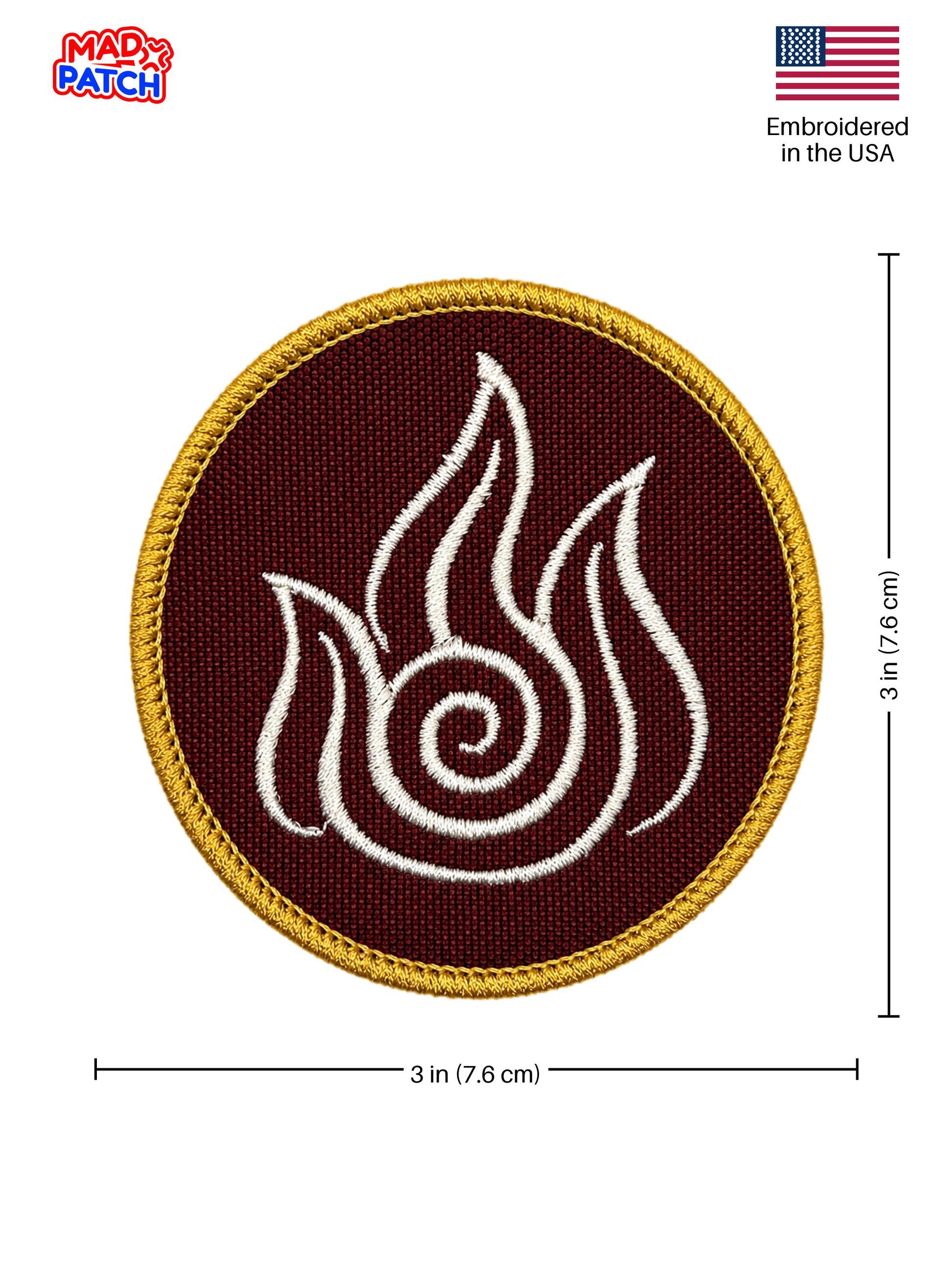 Firebending Patch Dimensions