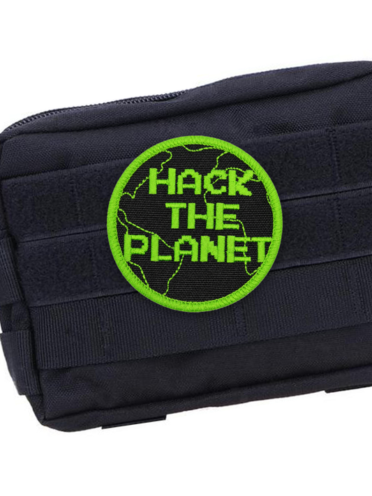 Hack The Planet Globe Patch Velcro