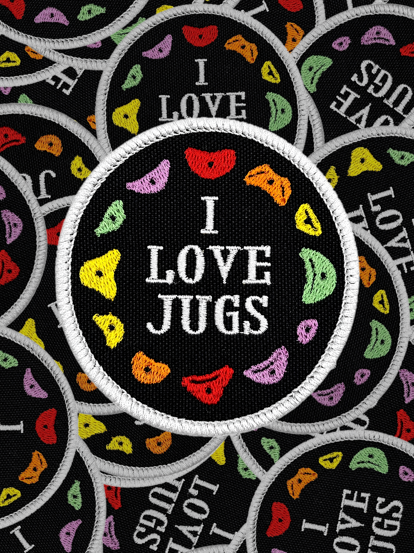 I Love Jugs Climbing Patch Pile