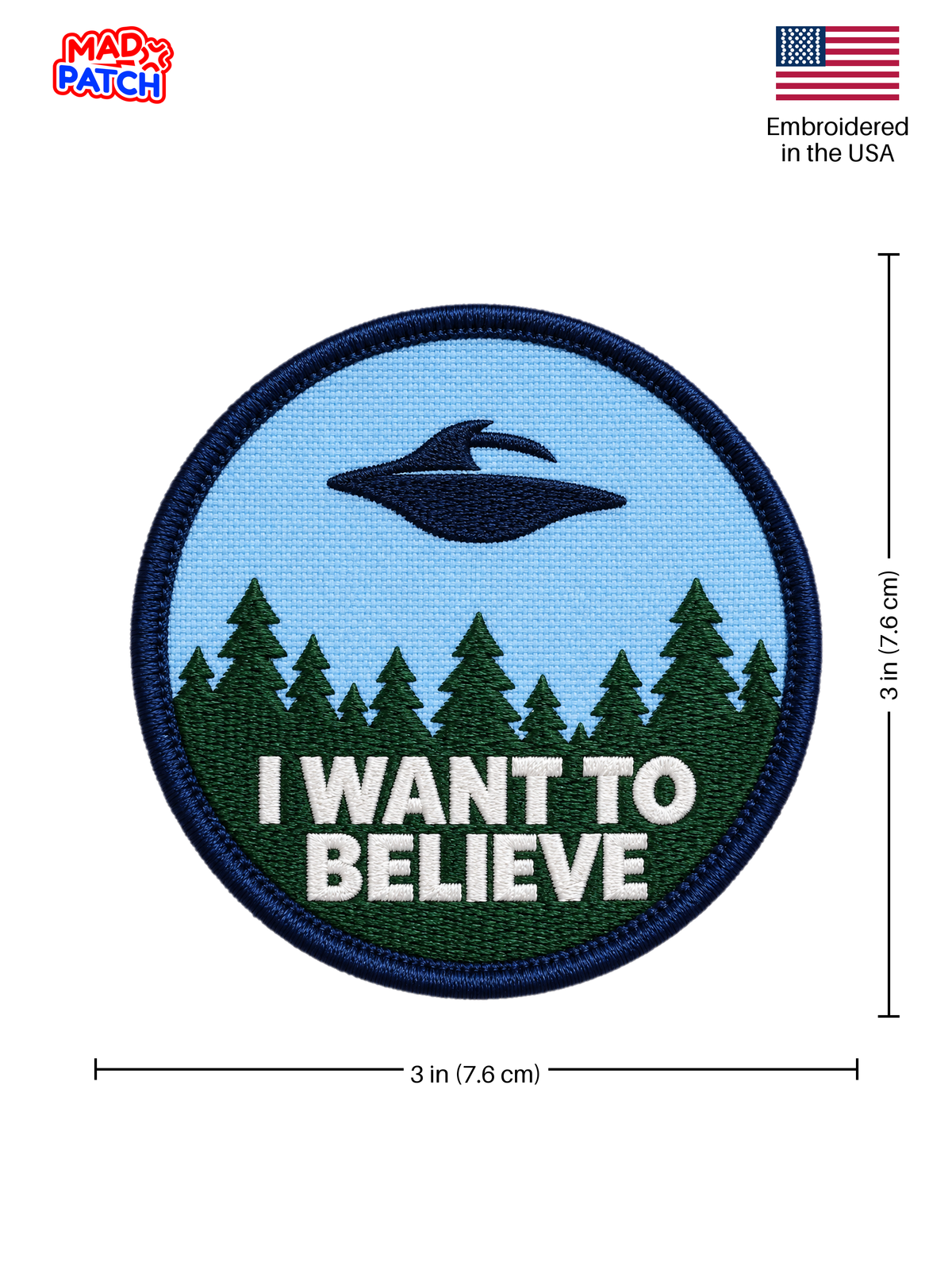I Want to Believe Patch Dimensions