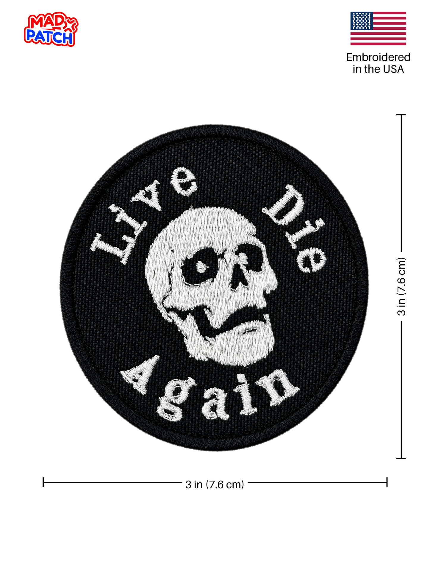 Live Die Skull Patch Dimensions